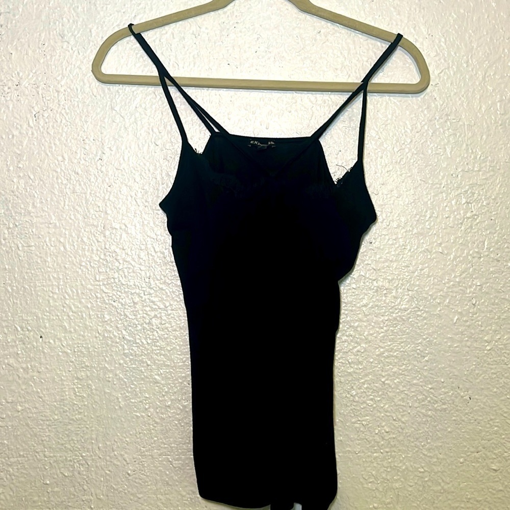 Express black spaghetti strap tank top with lace in front size XS